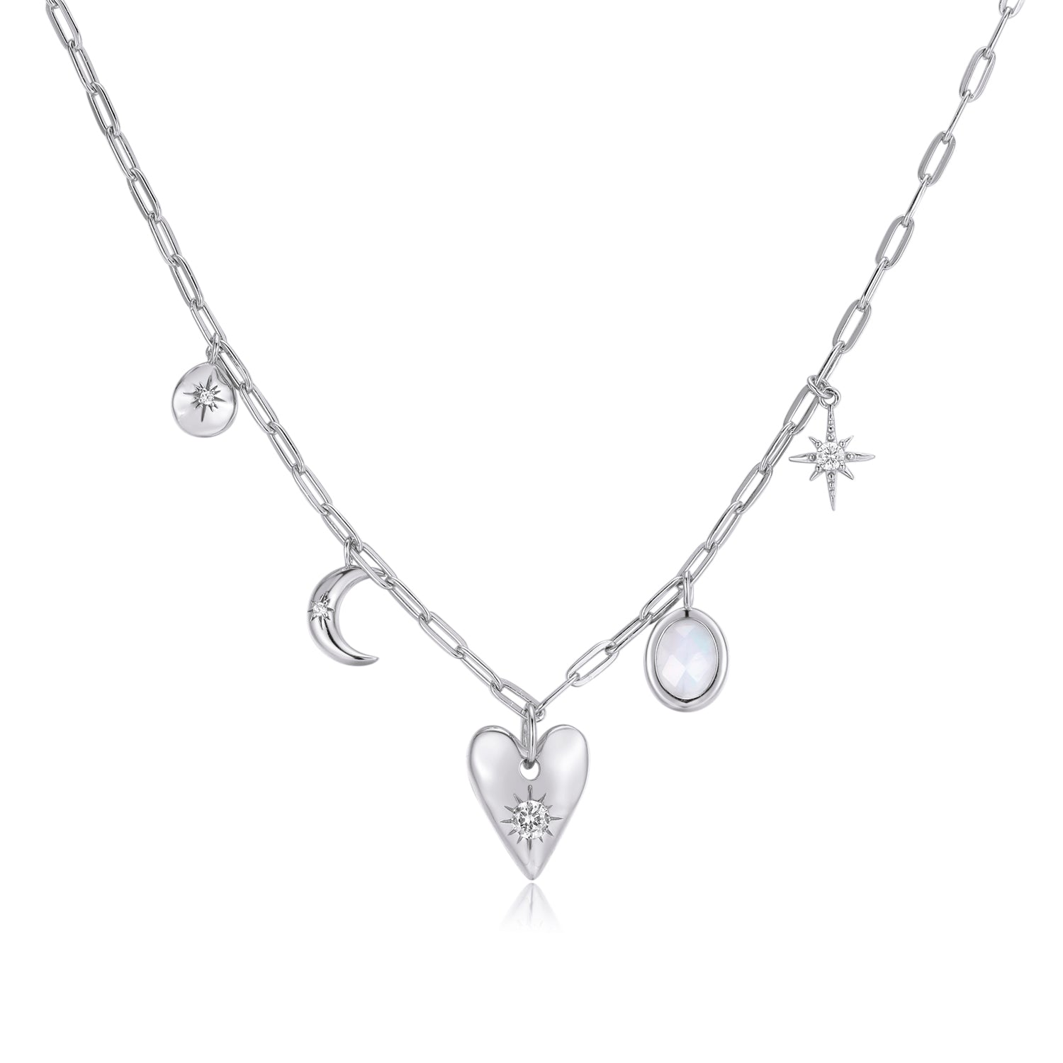 Moonstone Silver Choker - Heart Space