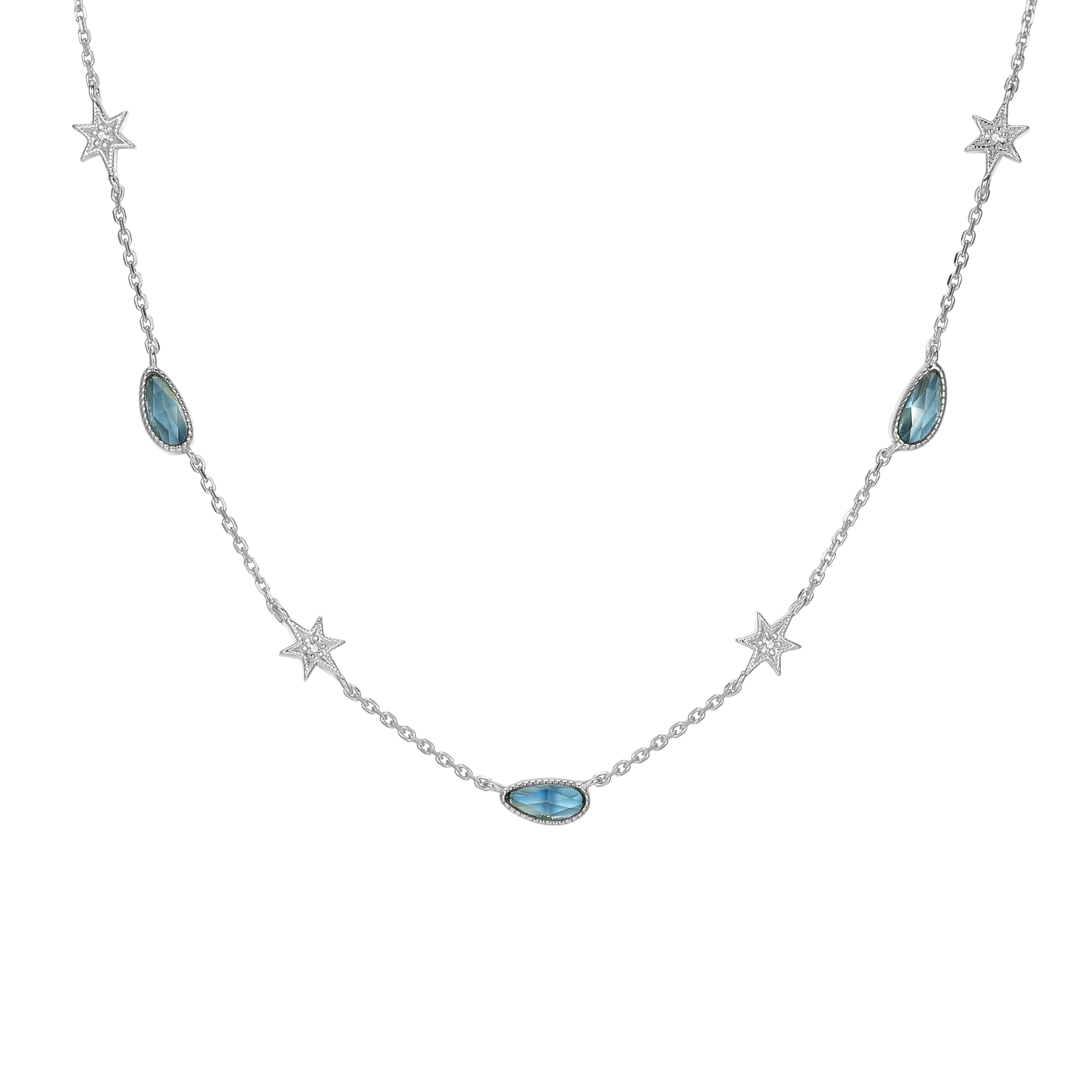 Blue Topaz Silver Star Choker - Lullaby
