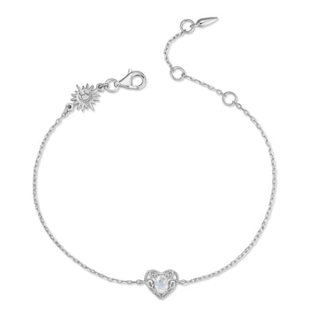Moonstone Silver Heart Bracelet - Majesty