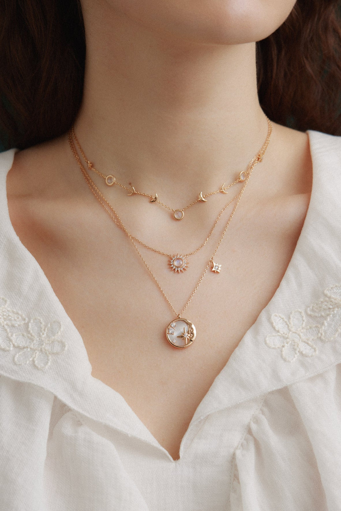 Moonstone Gold Necklace - Ray of Light