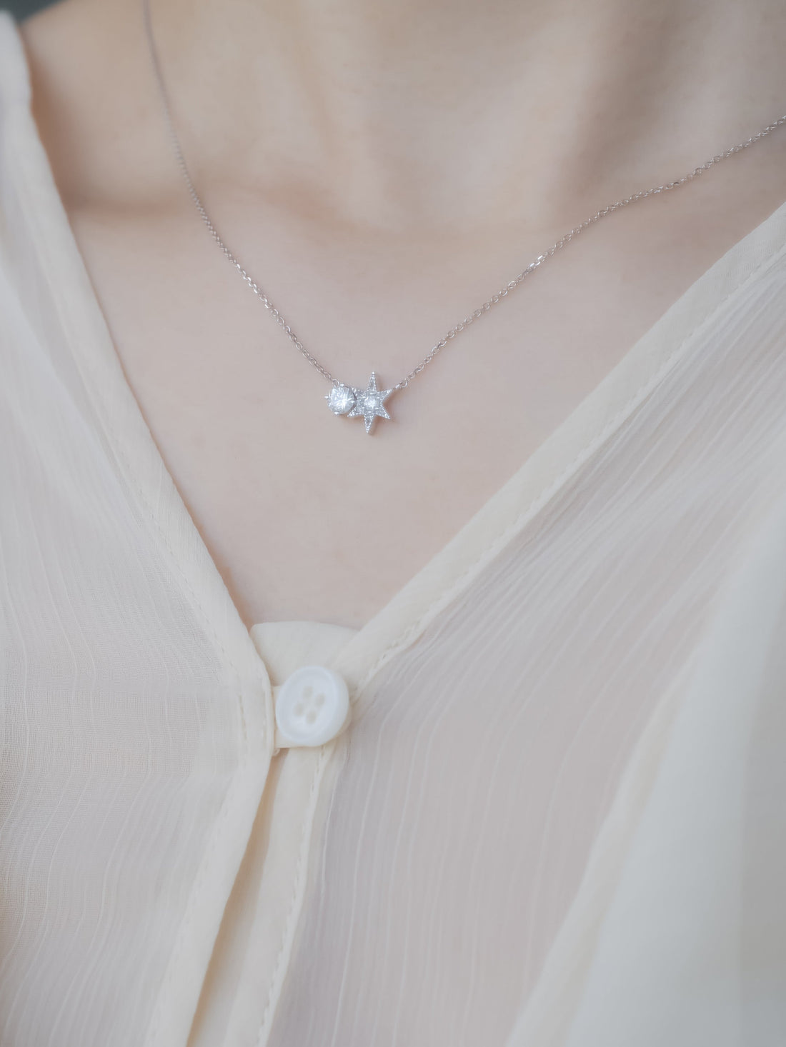 Stargazing 14K White Gold Diamond Necklace