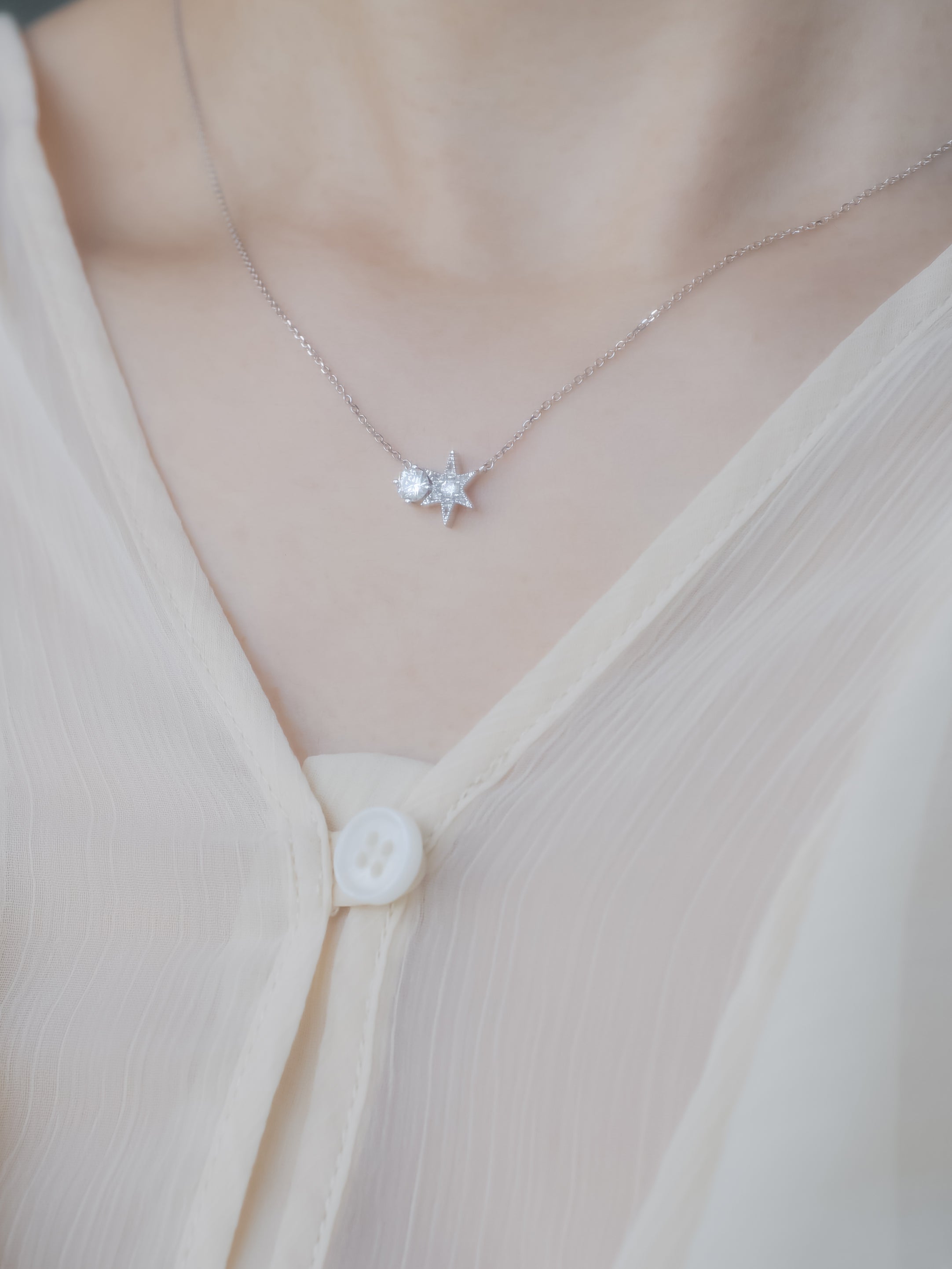 Stargazing 14K White Gold Diamond Necklace