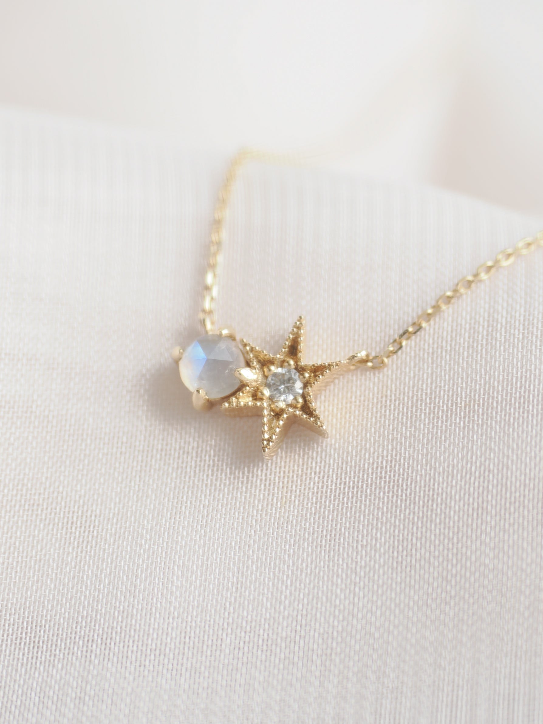 Stargazing 14K Yellow Gold Moonstone Necklace