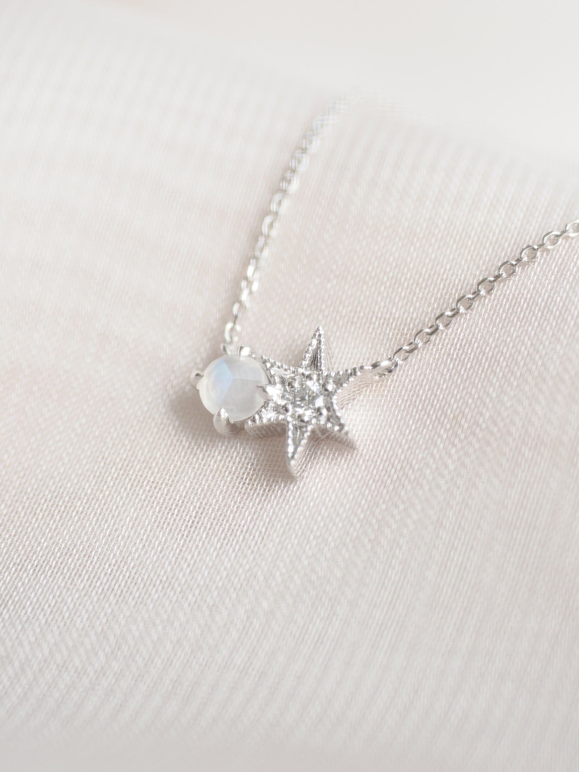 Stargazing 14K White Gold Moonstone Necklace
