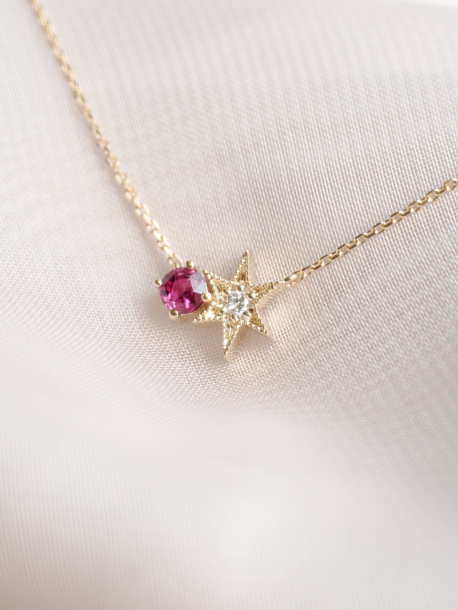 Stargazing 14K Yellow Gold Ruby Necklace