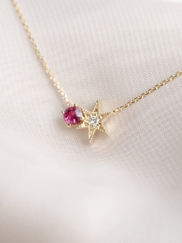 Stargazing 14K Yellow Gold Ruby Necklace