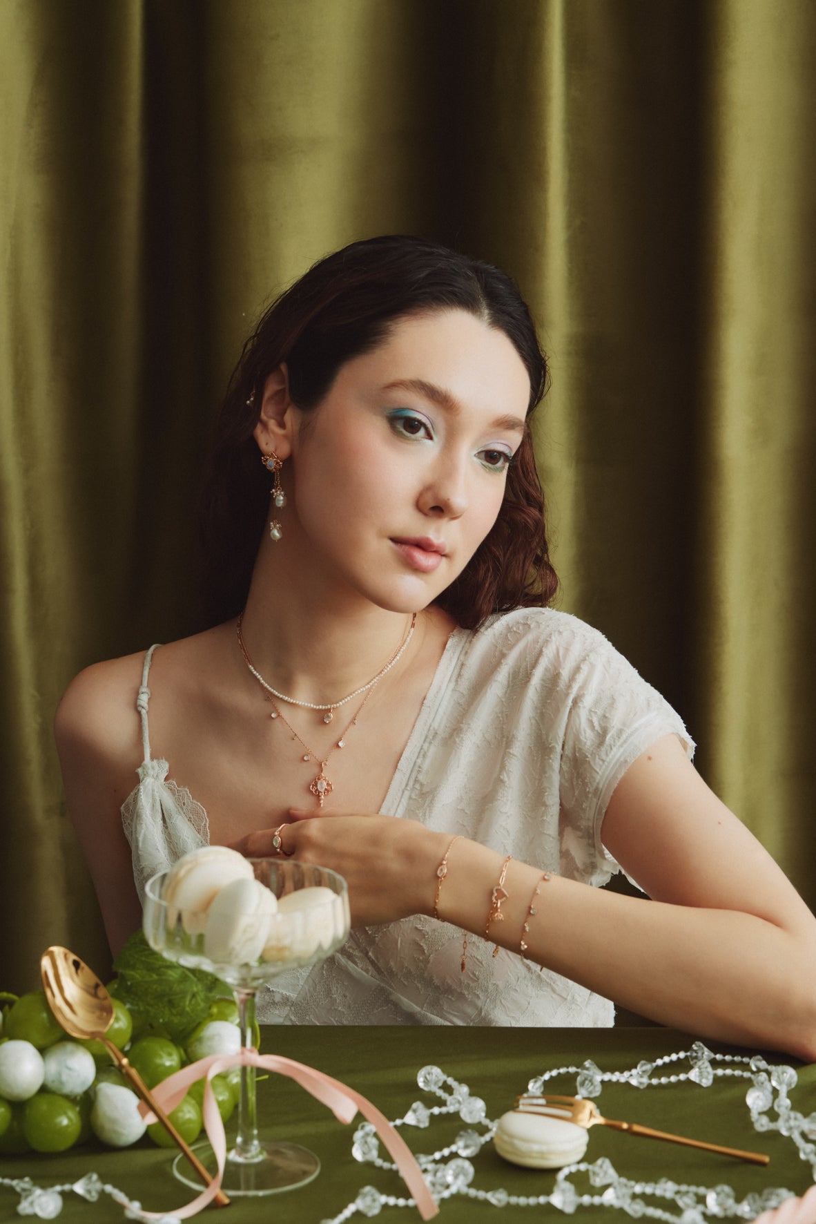 Moonstone & Pearl Gold Drop Earrings - Bewitched