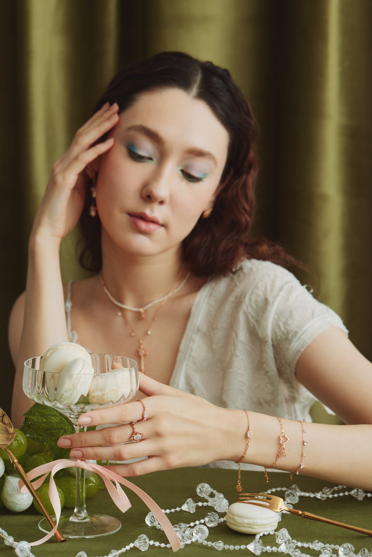 Moonstone & Pearl Gold Bracelet - Hazy