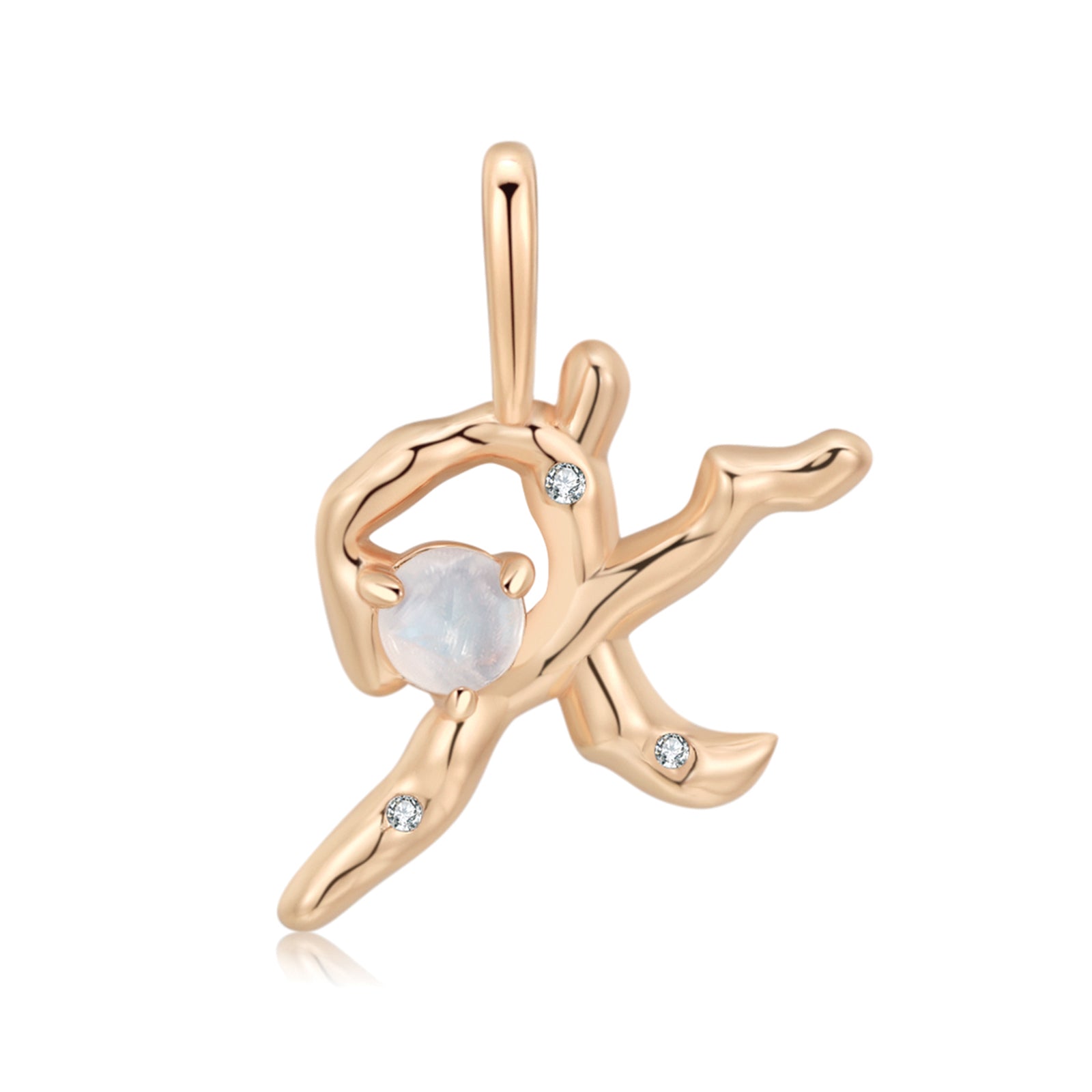 Moonstone Gold Letter Pendant - A to Z